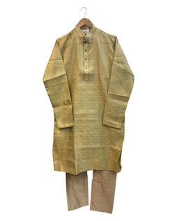 Gold - Rich Brocade Mens Indian Kurta set - UK Stock - Weddings / Walimas , Sangeet, Diwali, Eid, Mehndi / Henna - NAD25721 KA