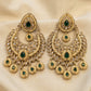 Green - Royal Teardrop Kundan & Pearl Chandbali Earrings - 6ER240 10Rp26