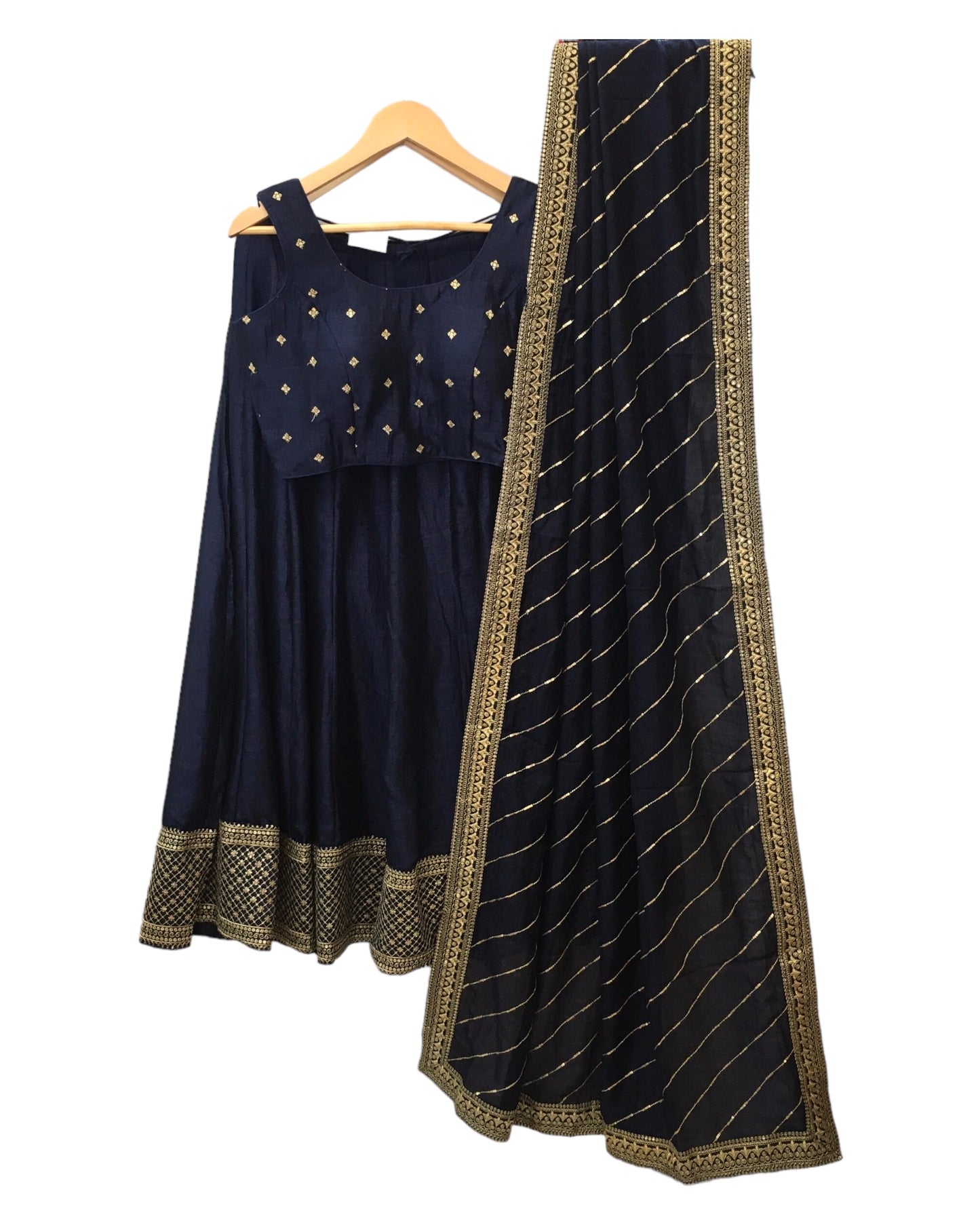 Navy Blue - Silky Lehenga Set - Weddings ,Bridesmaids, Sangeet,  Henna, Haldi - 24h Dispatch - AF2414 TT 0624