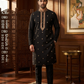 Black - Soft Cotton Silky Mens Kurta Set with Neck Thread Embroidery- Sangeet Mehendi Haldi - KCS1025 06VY26