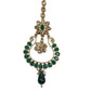 Green - Antique Gold Finish Large Size Tika Head Piece - Indian Ladies Fashion Jewellery - AE2440 11T24
