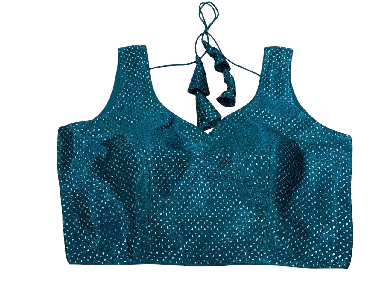 Petrol Blue - Gaji Sequins Silky Saree / Lehenga blouse - 38" Bust (UK 12) Can be let out to size 16  - AF2407 KY 0324