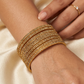 Dark / Antique Gold Finish - Set of 8 Stone Bangles -  M to XXL - HAN2601 07Ka26