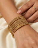 Dark / Antique Gold Finish - Set of 8 Stone Bangles -  M to XXL - HAN2601 07Ka26