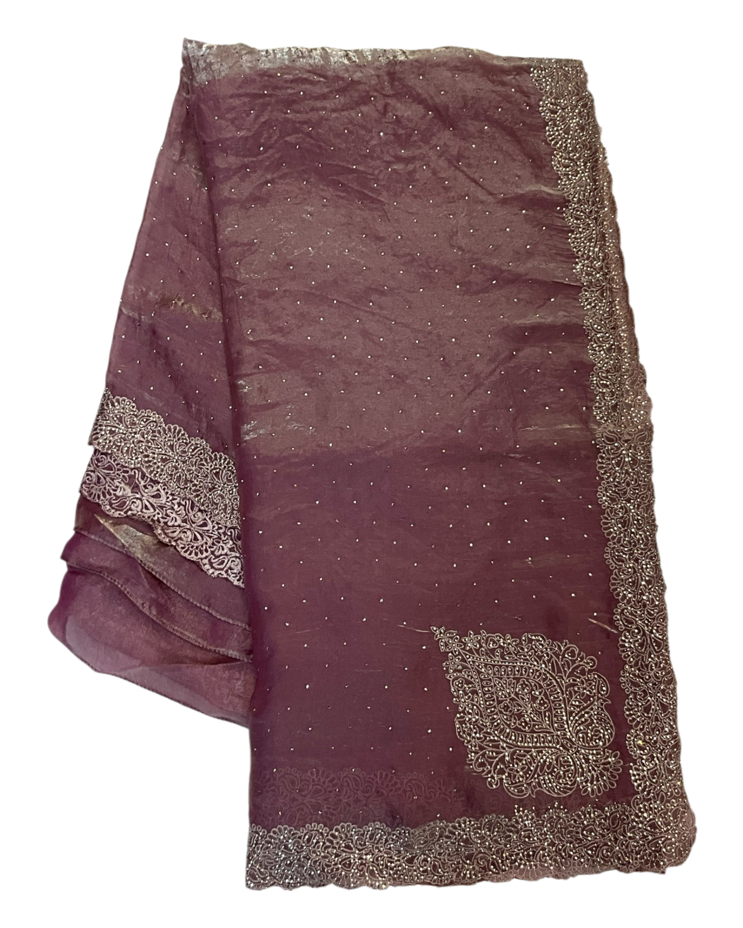 Dusty Pink - Rich Saree with Thread / Stone Embroidery and Blouse Piece - UK stock - 24hr Dispatch - RS2525 VJ