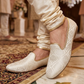 Very Comfortable Cream Brocade Loafer Style Mojri - Indian Mens shoes - Mojari , Khossay -  YD2602
