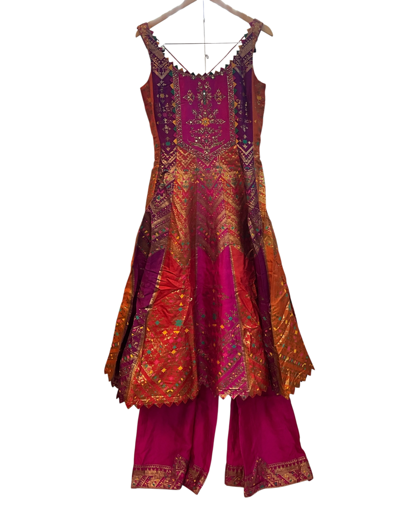 Size 20 (46") - Fuchsia Pink - Designer -  Ladies Long Top / Dress Anarkali Trousers Suit - VMK Varsha 04CP26
