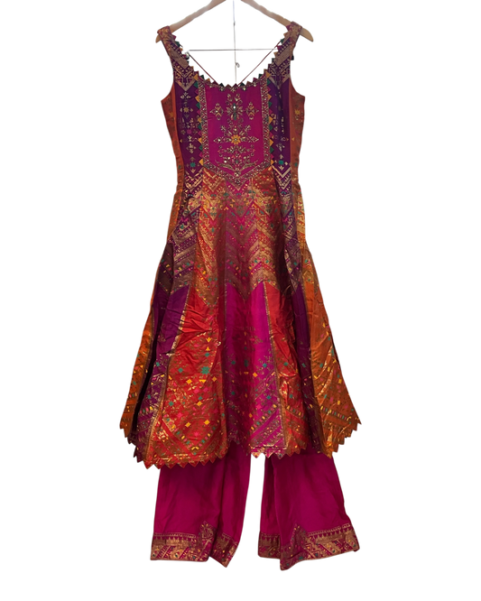 Size 20 (46") - Fuchsia Pink - Designer -  Ladies Long Top / Dress Anarkali Trousers Suit - VMK Varsha 04CP26