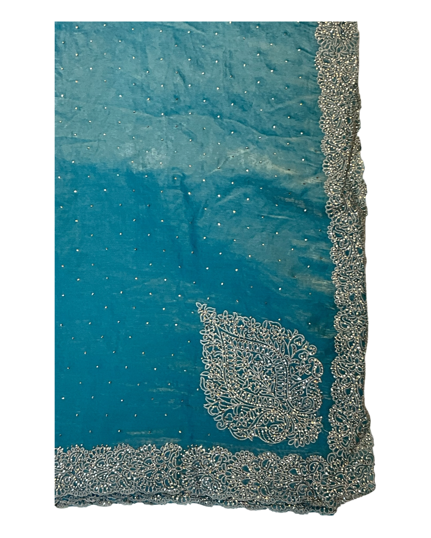 Light Blue - Rich Saree with Thread / Stone Embroidery and Blouse Piece - UK stock - 24hr Dispatch - RS2525 VJ
