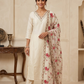 UK 10 / 36" - Cream - Silky Ladies Trousers Suit - Sangeet / Henna / Temple - OC42228 TP