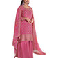 Pink - Simple / Classy Ladies Indian Palazzo Trousers Suit with Printed Dupatta - Size 14 (40") - VF67833 TK1024