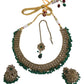 Green - Medium - Antique Gold Finish Necklace Set with Earrings - DAJ471 KY 0724