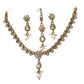 Gold / Neutral - Small Size Antique Gold Finish Necklace Set with Earrings & Head Piece /Tika- SLV78  11Ap24