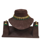 Green - Small Size Antique Gold Finish Necklace Set with Earrings - VJY401  A 0424