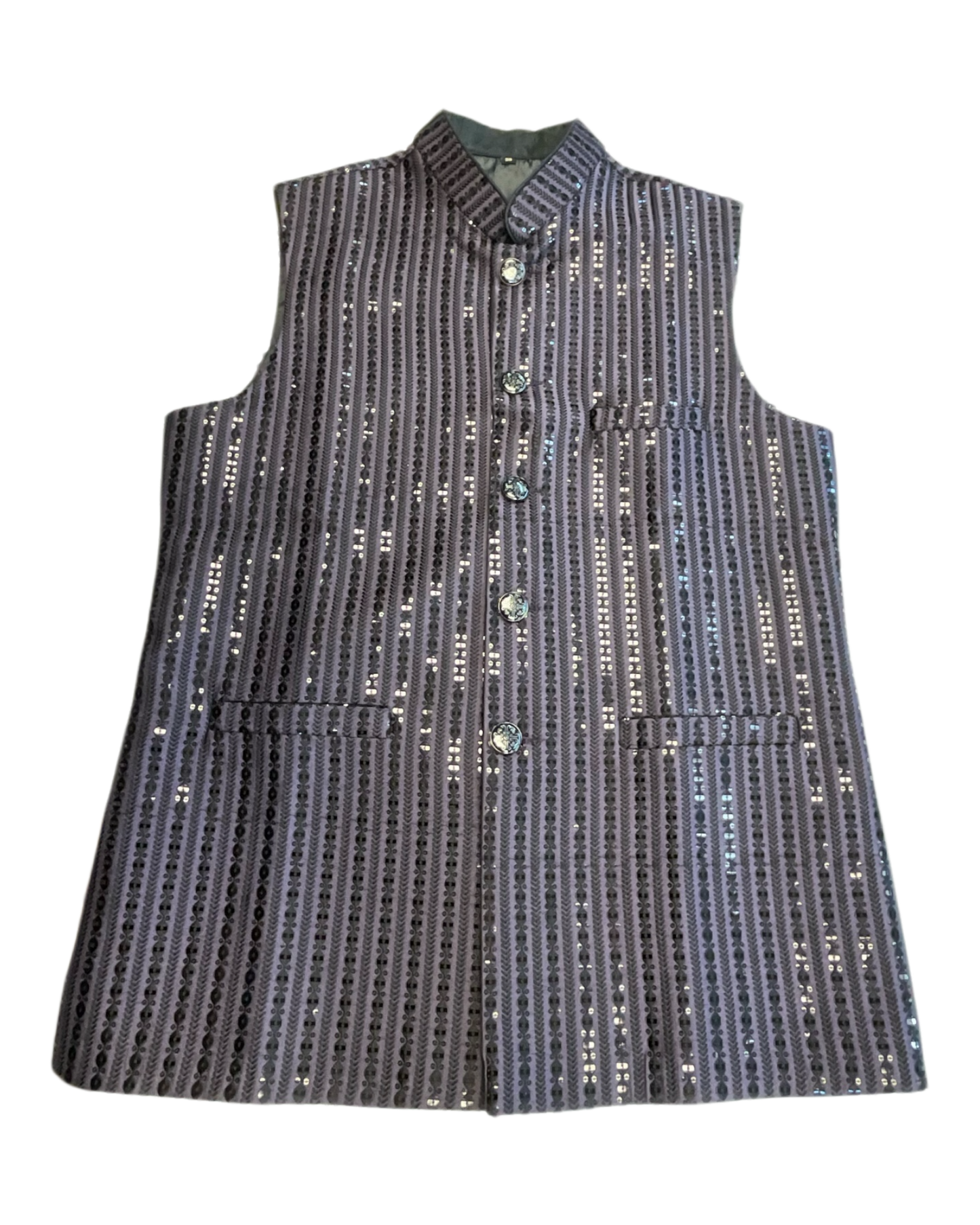 Mauve / Purple - Rich All Over Sequins Embroidered - Mens Indian Waistcoat - UK Stock - 24 hr Dispatch - KCS2602 03VT26