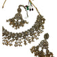 Crystal / Champagne - Large Size Antique Gold Finish Necklace Set with Earrings & Head Piece - Bollywood - AE2513 08KK25