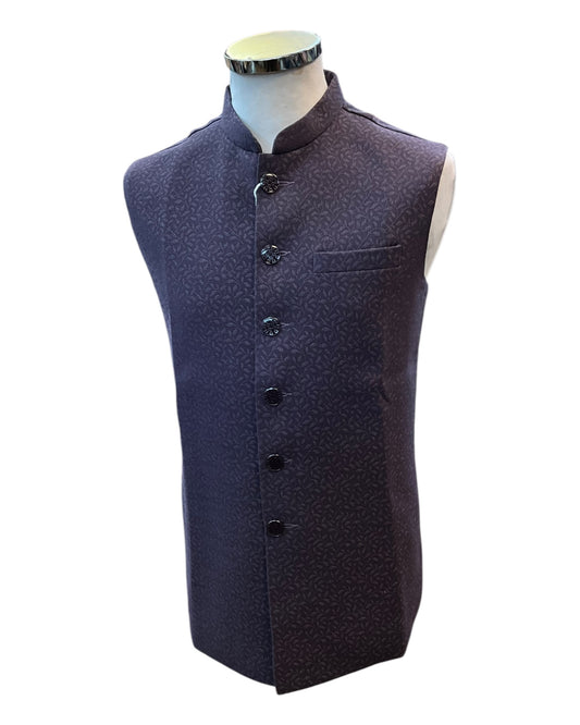Wine / Purple - Self Brocade - Premium Suede Feel Mens Indian Waistcoat - UK Stock - 24 hr Dispatch - VNS-JKT697/17 10KP25