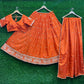 Orange - Silky Lehenga Set - Mehndi / Sangeet / Bridesmaid / Weddings / Garba  - Size UK 12 (38" Bust) Adjustable to Size 14 - UK Stock - 24h Dispatch - AF2602 02TY26