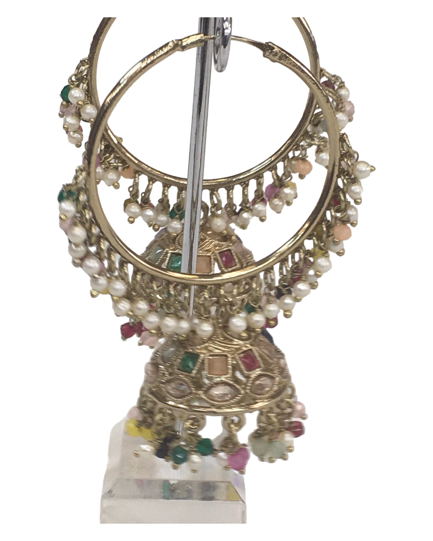 Multi - Large - Antique Finish Traditional Bali Zhumki Earrings - Bollywood - Weddings - JE28 Tp 0724