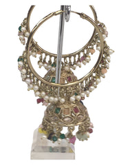 Multi - Large - Antique Finish Traditional Bali Zhumki Earrings - Bollywood - Weddings - JE28 Tp 0724