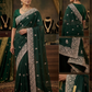Bottle Green - Saree with Thread / Stone Work and Blouse Piece - UK stock - 24hr Dispatch - SP2617 VK
