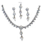 Clear - Small Size Silver Finish Necklace Set with Earrings & Head Piece /Tika- SLV78  11Ap24