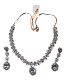 Clear - Medium - Silver Finish Necklace Set with Earrings - AE2408 A 0724