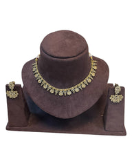 Lilac - Small Size Antique Gold Finish Necklace Set - AE2504 R 0525
