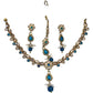 Turquoise Blue - Small Size Antique Gold Finish Necklace Set with Earrings & Head Piece /Tika- SLV78  11Ap24