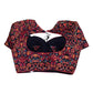 Navy Blue - Red / Orange Banarasi Brocade Saree / Lehenga blouse - 40" Bust (UK 14) Can be let out to size 16  - X1191 01KV25