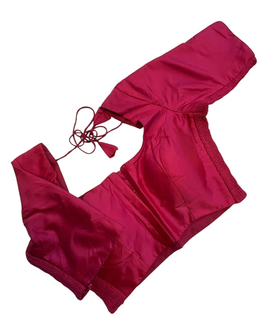 Dark Magenta - HYBRID Silky Saree blouse - With Elastic on both side for Great fit - Size 36",38", 40" S M L  - VAM1216 Ap
