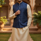 Navy Blue - Self Brocade - Premium Banarasi Handloom Mens Indian Waistcoat - UK Stock - 24 hr Dispatch - VNS2601 03KP26