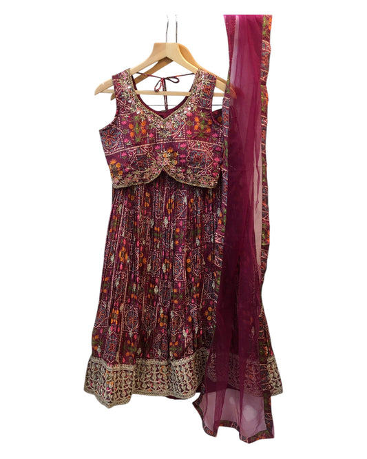 Size 12 / 38" Bust - Silky Wine - Ready Made Lehenga Set - UK Stock - 24h Dispatch - KTC250103 TY 0125