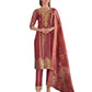 Maroon - Banarasi Handloom Ladies Indian Salwar Suit with Printed Dupatta - Available in Size 10 (36") LL-FAR22401 TY 1024