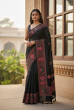 Black - Classic Saree with Thread Work and Blouse Piece - UK stock - 24hr Dispatch - RS2505 VY