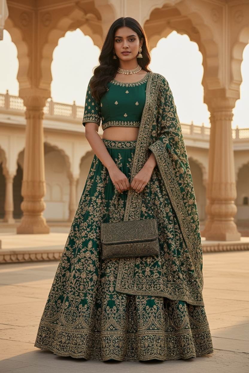 Antique Gold - Rich Hand Embroidered Clutch Bag / Handbag -Bollywood / Weddings - AKB278 11KJ25