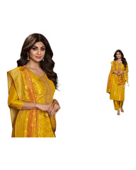 Yellow - Simple / Classy Silky Ladies Indian Salwar Suit with Rich Dupatta - VAT1322 VP 1123