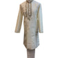 Cream / Light Gold - Rich Silky Mens Indian Kurta set with Hand Embroidery - Weddings / Walimas , Sangeet, Mehndi / Henna , Eid / Diwali - BS2507 01JV25