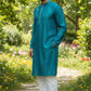 Turquoise Blue - Banarasi Handloom Brocade Mens Indian Kurta set with Trousers - UK Stock - Weddings / Walimas , Sangeet, Diwali, Eid, Mehndi / Henna - VEE2459 VR