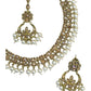 Gold / Neutral - Antique Gold Finish Necklace & Earrings Set - Bollywood - Weddings - KAJ1039 11KK24