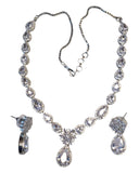 Clear - American Diamond Style Silver Finish Small Size Necklace Set with Earrings - AE2422 11H24