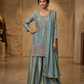 UK 18 / 44" - Sky Blue - Ladies Sharara / Palazzo Trousers Suit - UK Stock - Sangeet / Henna / Weddings - HEL23927 TP