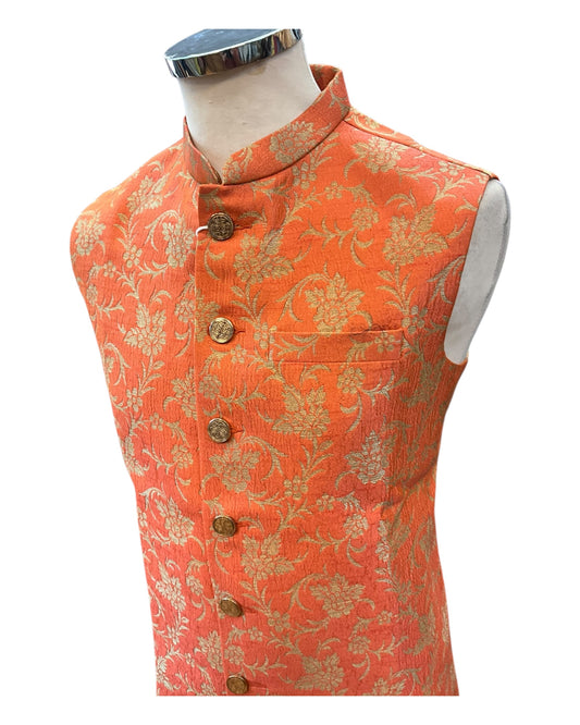 Burnt Orange - Rich Brocade - Mens Traditional Waistcoat - UK Stock - VNS-JKT01 10KK25