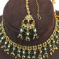 Mint Green - Medium Size Antique Gold Finish Necklace Set with Earrings - HB1000  KY 0424