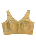Gold - Gold / Silver Embroidery Silky Saree blouse with cups,  Sleeveless - 38" - UK Stock - Quick Delivery - RNK - R717-KV