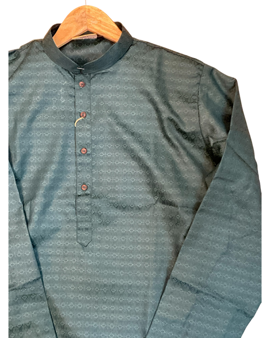 Jade Green - Brocade -  Mens Indian Kurta set with Trousers - UK Stock - Weddings / Walimas , Sangeet, Diwali, Eid, Mehndi / Henna - AX5174 09H26