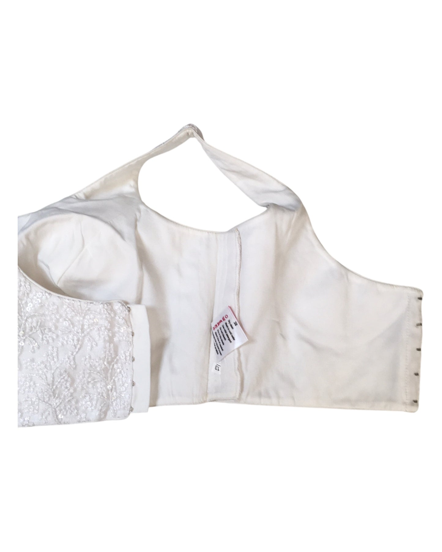 White - Self Embroidered Saree blouse with cups,  Sleeveless - 38" - UK Stock - Quick Delivery - RNK - R873-KK