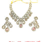 Baby Pink - Medium Size Antique Gold Finish Choki Necklace Set with Earrings - Bollywood - AVON-KU1788  08VT25