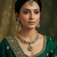 Green - Antique Gold Finish Necklace Set with Earrings - 6NS670 03A26