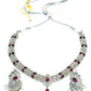 Magenta Pink - Small Size Silver Finish Necklace Set with Earrings - SJ05 08C25